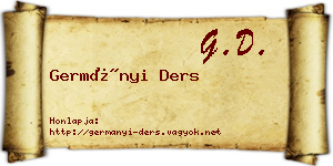 Germányi Ders névjegykártya
